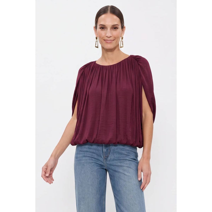 Grecian Drape Bubble Blouse
