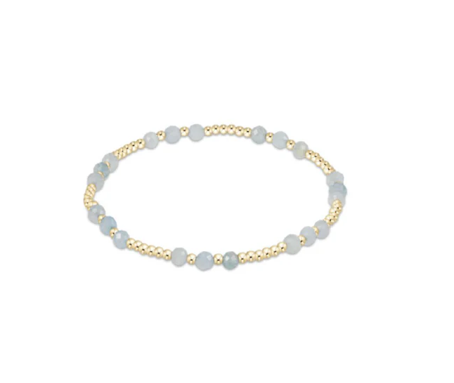 STONE BEAD BRACELET 3 MM W/GOLD BEADS AQUAMARINE STONE BEAD BRACELET 3 MM W/GOLD BEADS AQUAMARINE