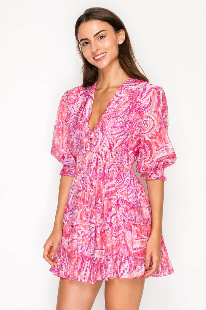 Rosey Echoes Short Dress