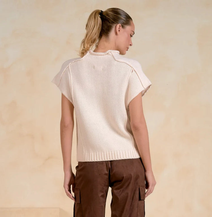 Elan Crew Neck Cap Sleeve Sweater