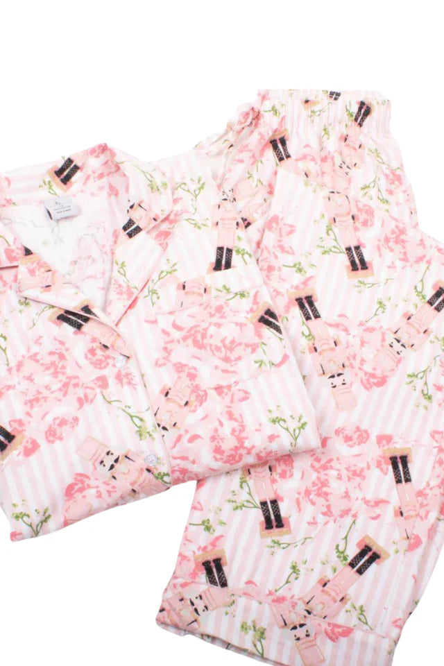 8 Oak Lane Flannel Nutcracker Rose PJ Set