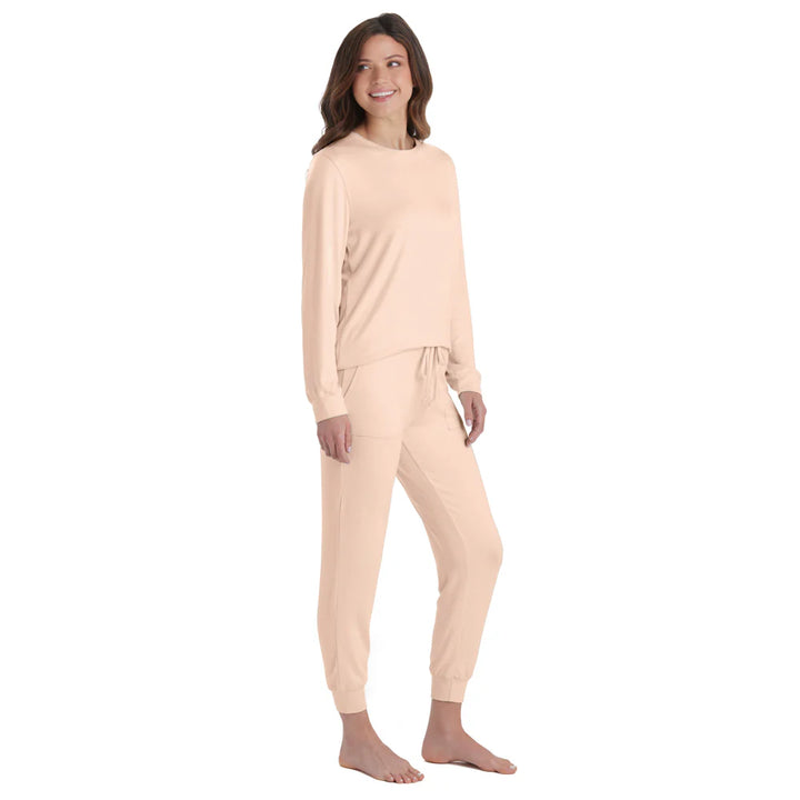 Dream Jersey Crew Neck Lounge Set in Apricot