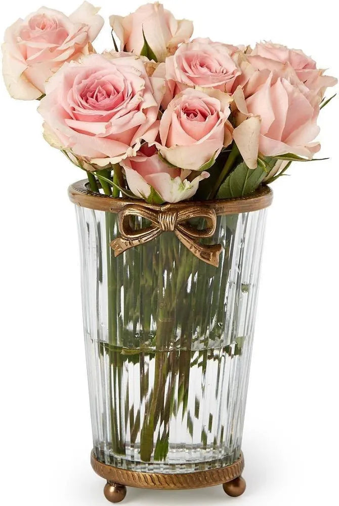 Antique Gold Glass Vase with Bow Accent by Twos Company