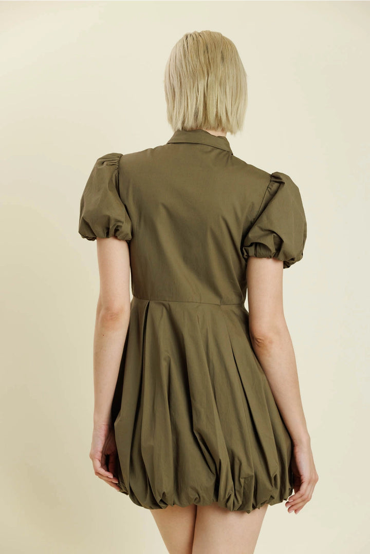 BUBBLE HEM MINI SHIRT DRESS