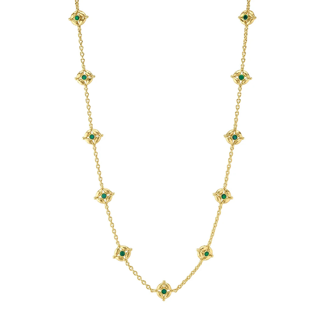 Mystic Eye Double Sided Necklace, 16"+2" - Blue Labradorite/Green Onyx