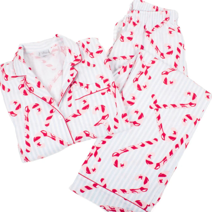 8 Oak Lane Candy Cane Stripe Flannel Long PJ Set