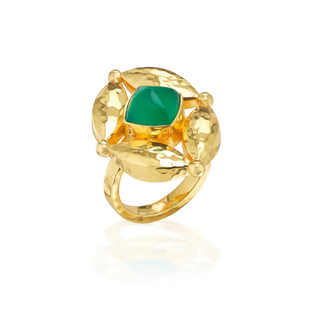 Mystic Eye Gem Ring, Size 8 - Green Onyx