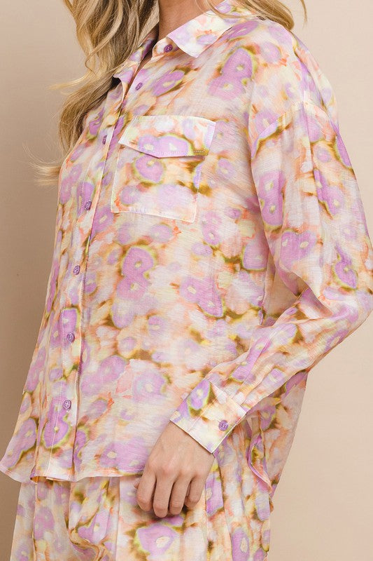 Yellow Multi Floral Buttondown Blouse