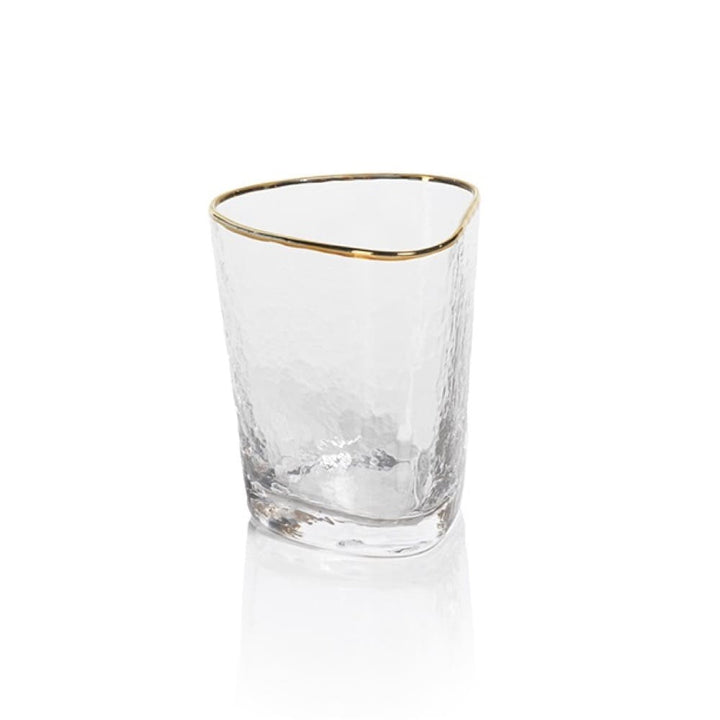 APERITIVO TRIANGULAR DOF GLASS, CLEAR W/ GOLD RIM