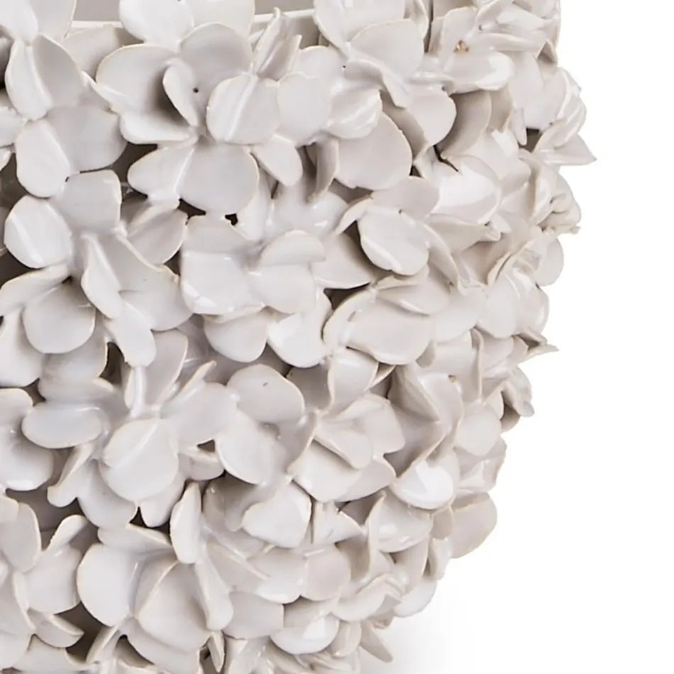 Hydrangea Set of Two White Planter/Vases