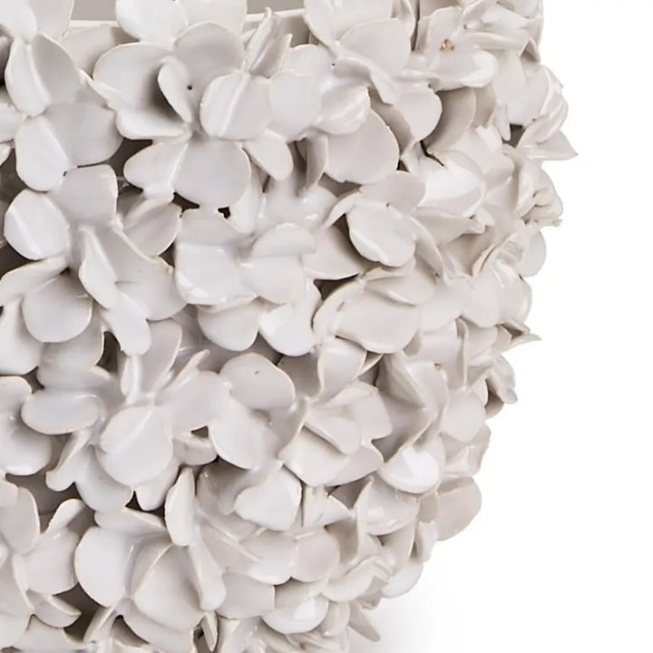 Hydrangea Set of Two White Planter/Vases