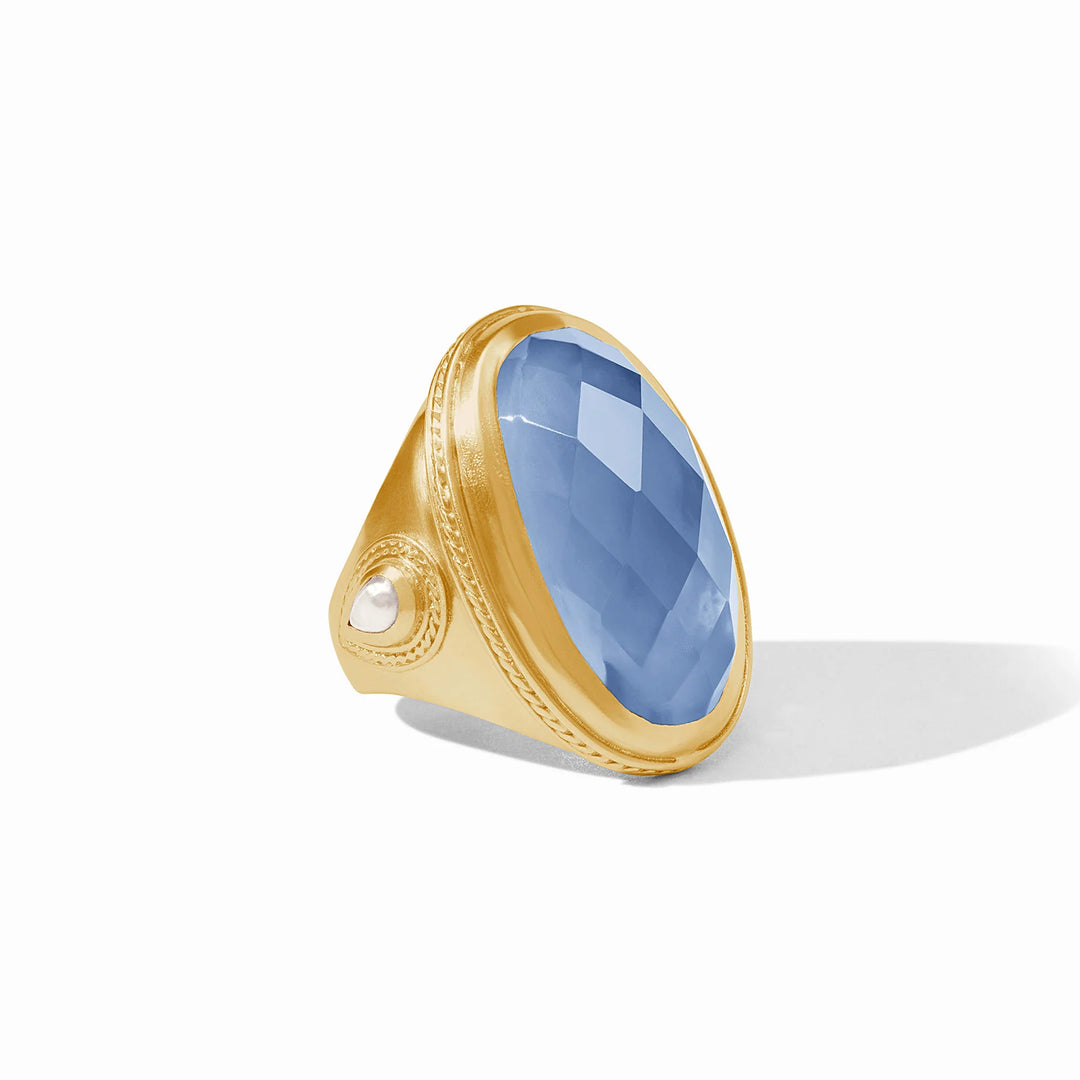 Julie Vos Cannes Statement Chalcedony Blue Ring