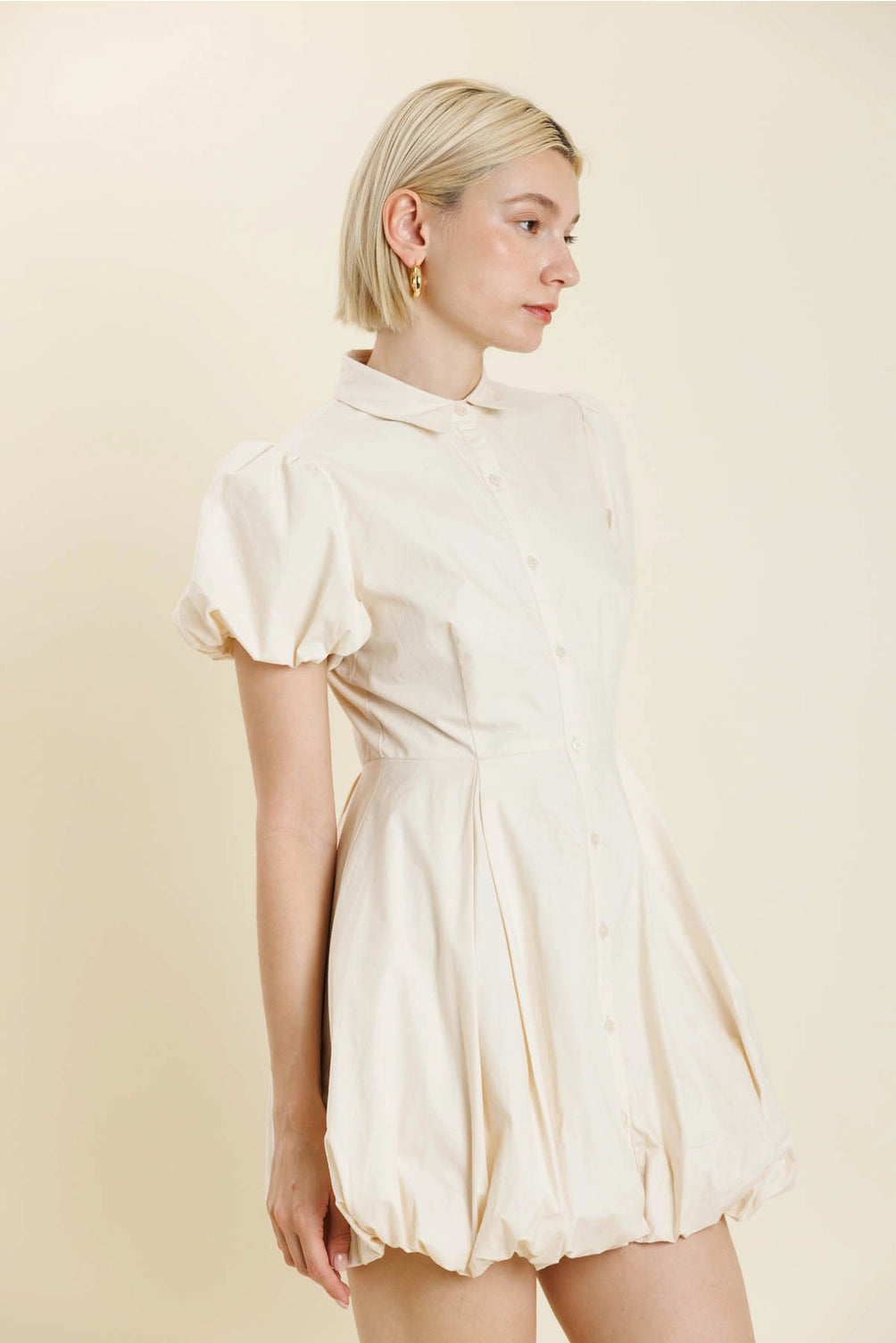 BUBBLE HEM MINI SHIRT DRESS