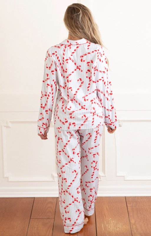 8 Oak Lane Candy Cane Stripe Flannel Long PJ Set