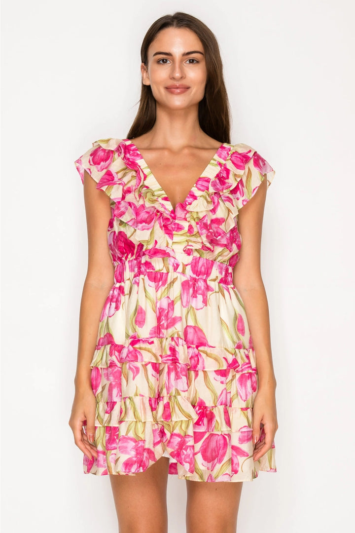 Lonian's Bloom Mini Ruffle Dress