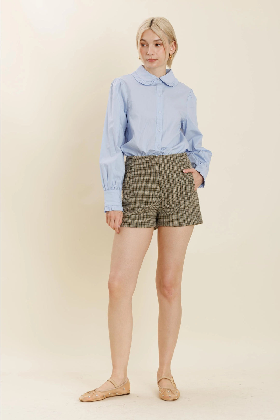 Ruffle Button Down Shirt