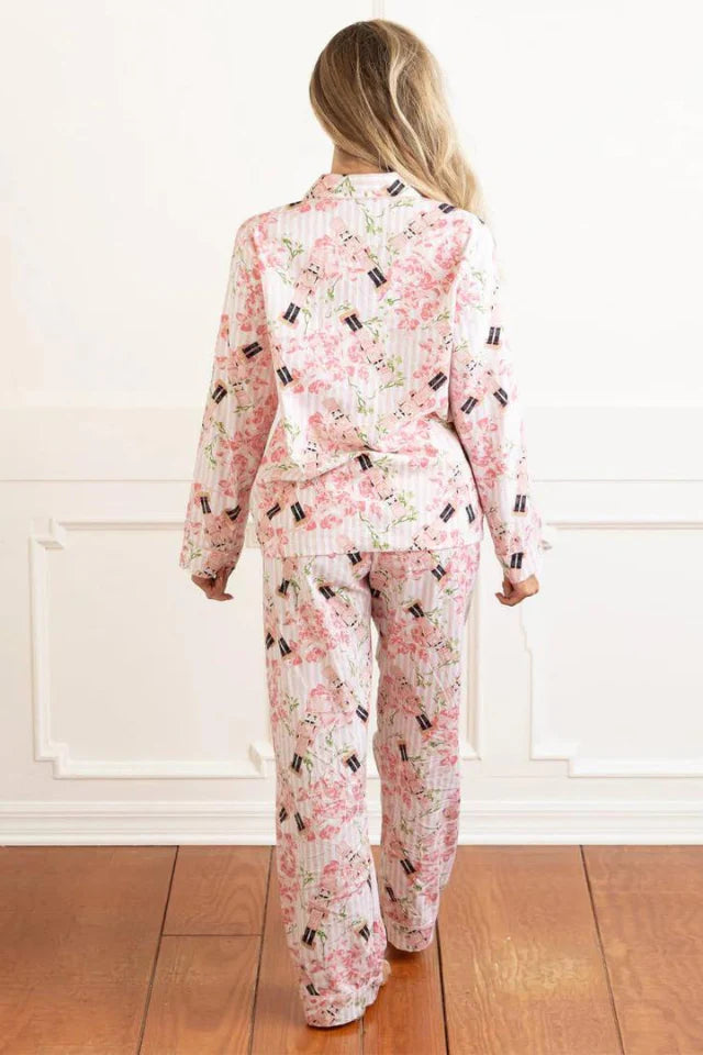 8 Oak Lane Flannel Nutcracker Rose PJ Set