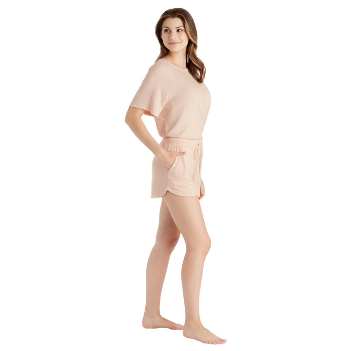 Dream Slouchy Tee Top with Shorts Lounge Set in Apricot