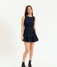 Daze Denim Laurel Ruffle Dress in Moonlight Rinse