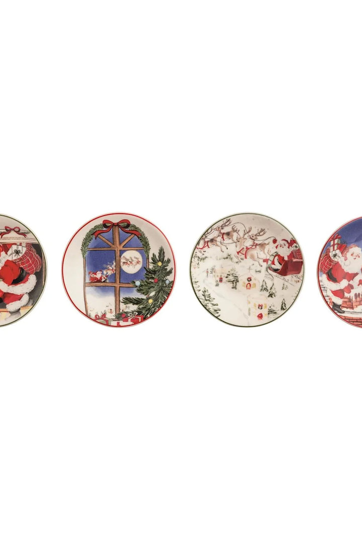 Santa Scene Tidbit Plates