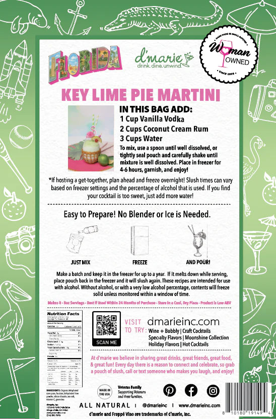 Florida Key Lime Pie Martini Cocktail - Ready-To-Freeze Cocktail Mix