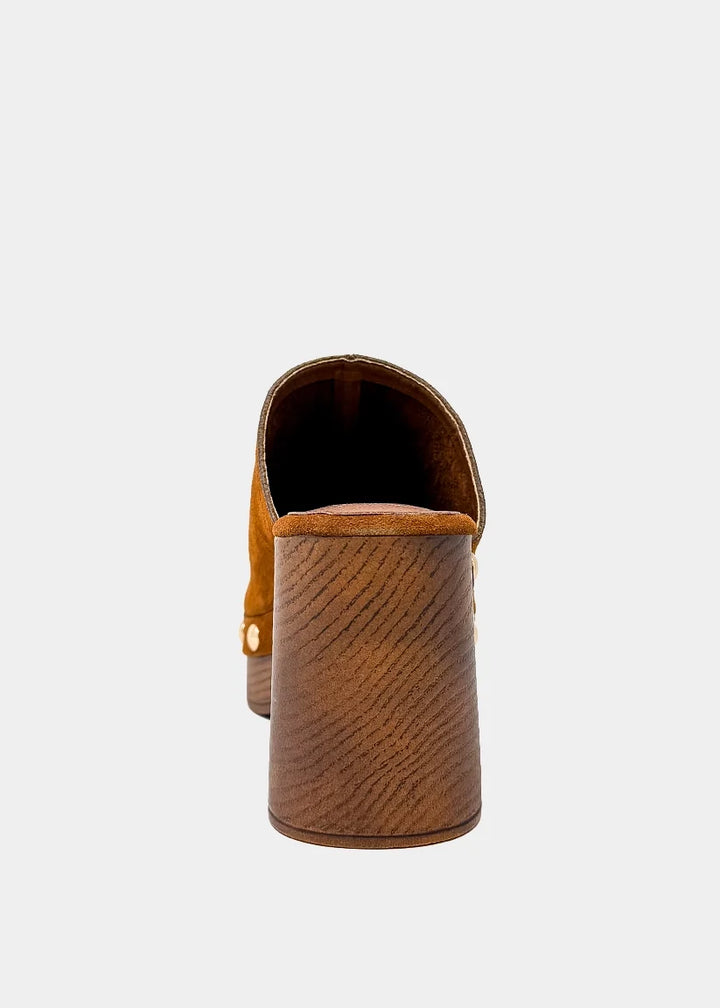 ShuShop Geneva Cognac Suede Platform Mule