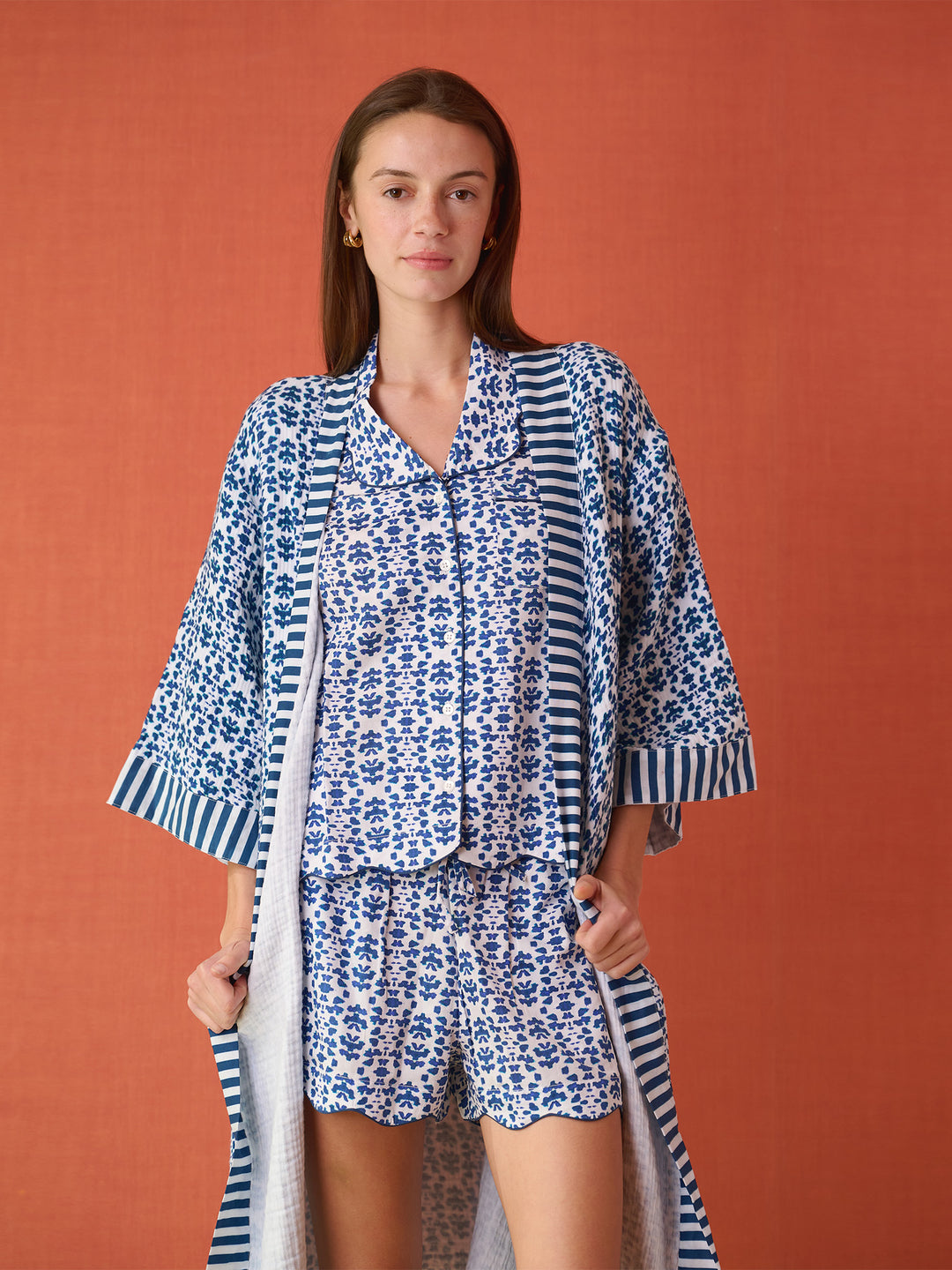 Navy Chintz Bathrobe