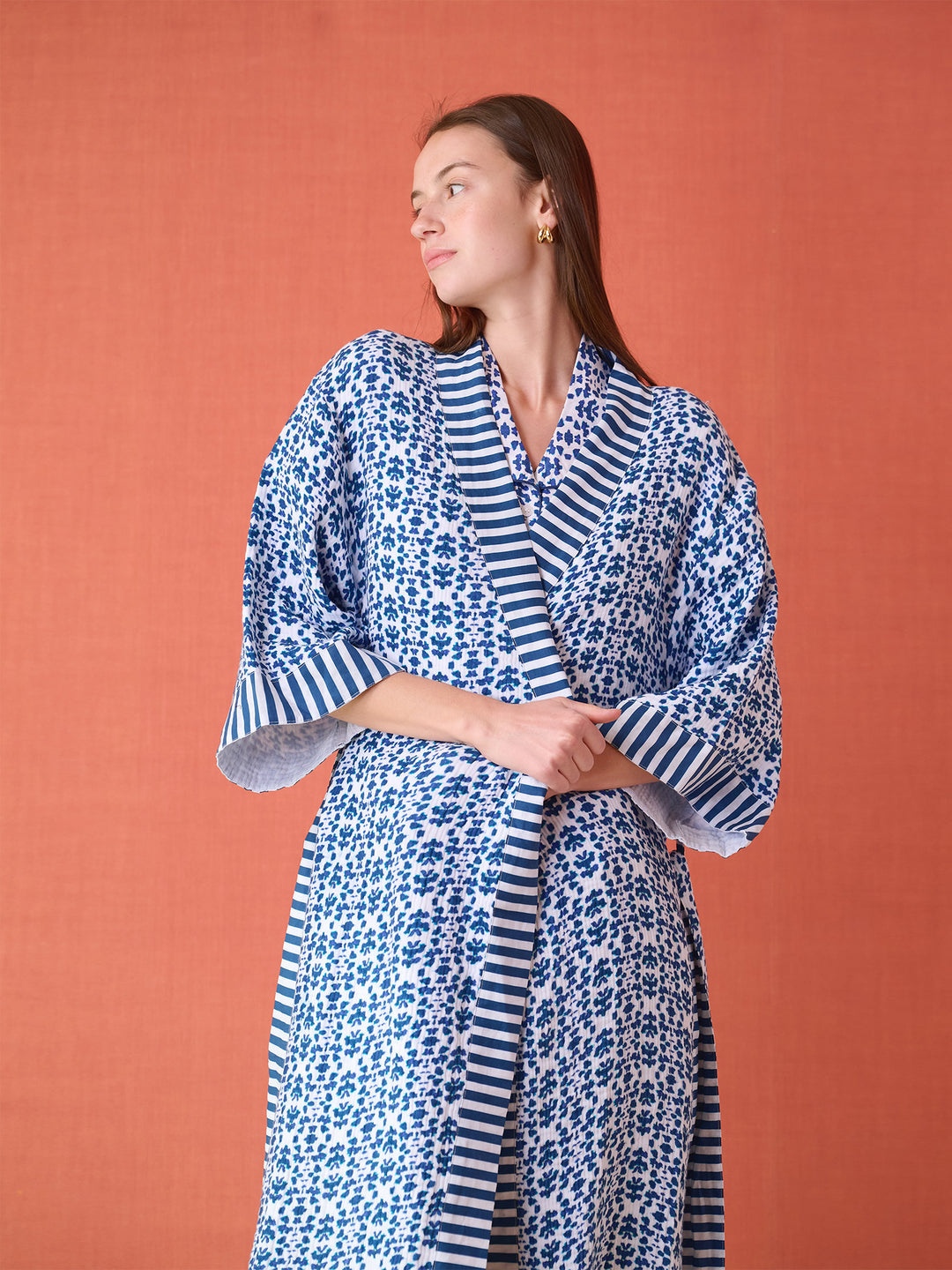Navy Chintz Bathrobe