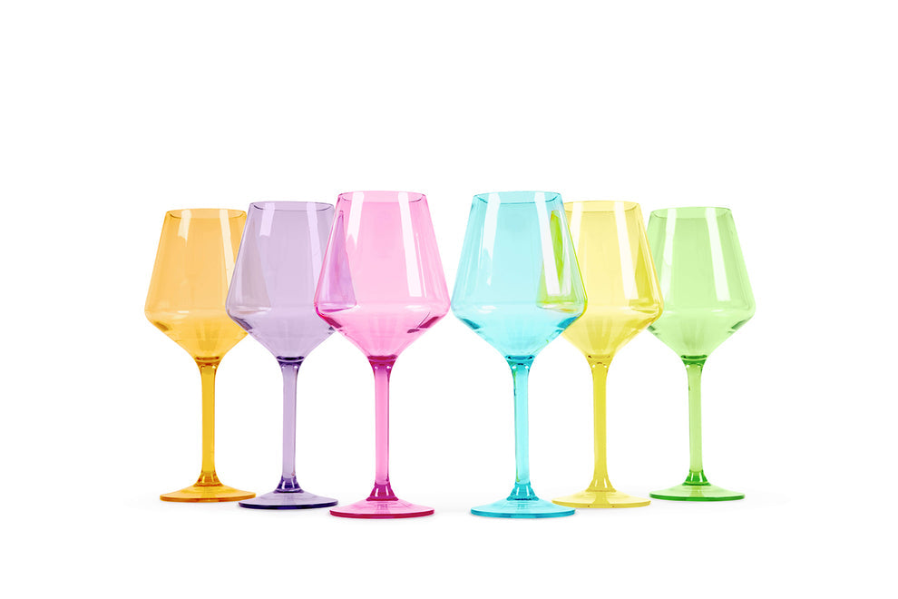 Pop Acrylic Stemmed Wine Glasses- Bright Collection