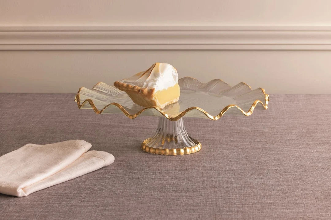 Mud Pie - Cake Stand - Gold Edge Ruffle