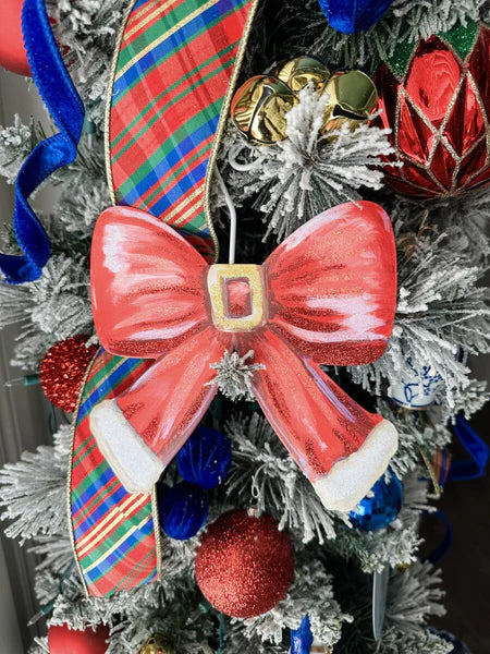The Round TooSanta Suit Bow Ornament