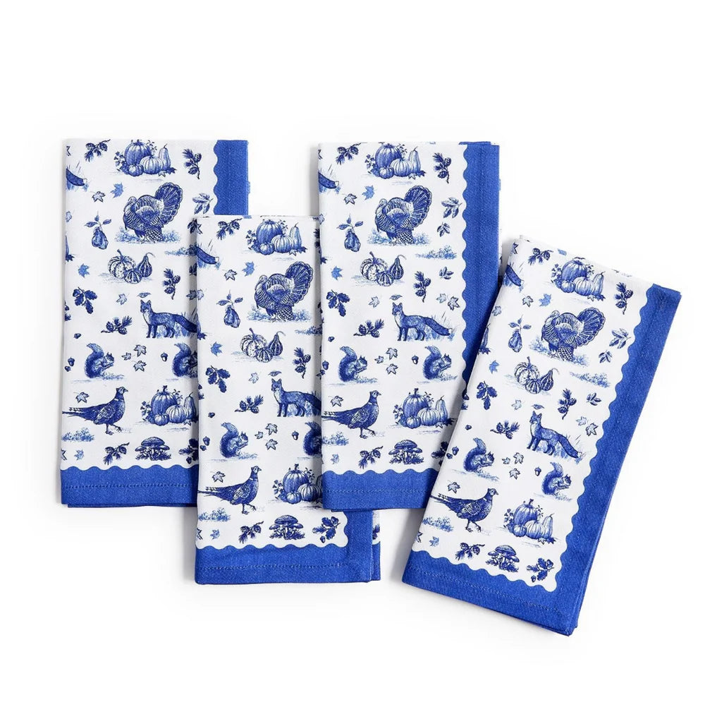 Falling for blue toile set of napkins