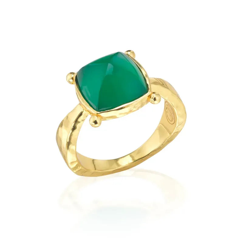 Mystic Eye Gem Ring, Size 7 - Green Onyx