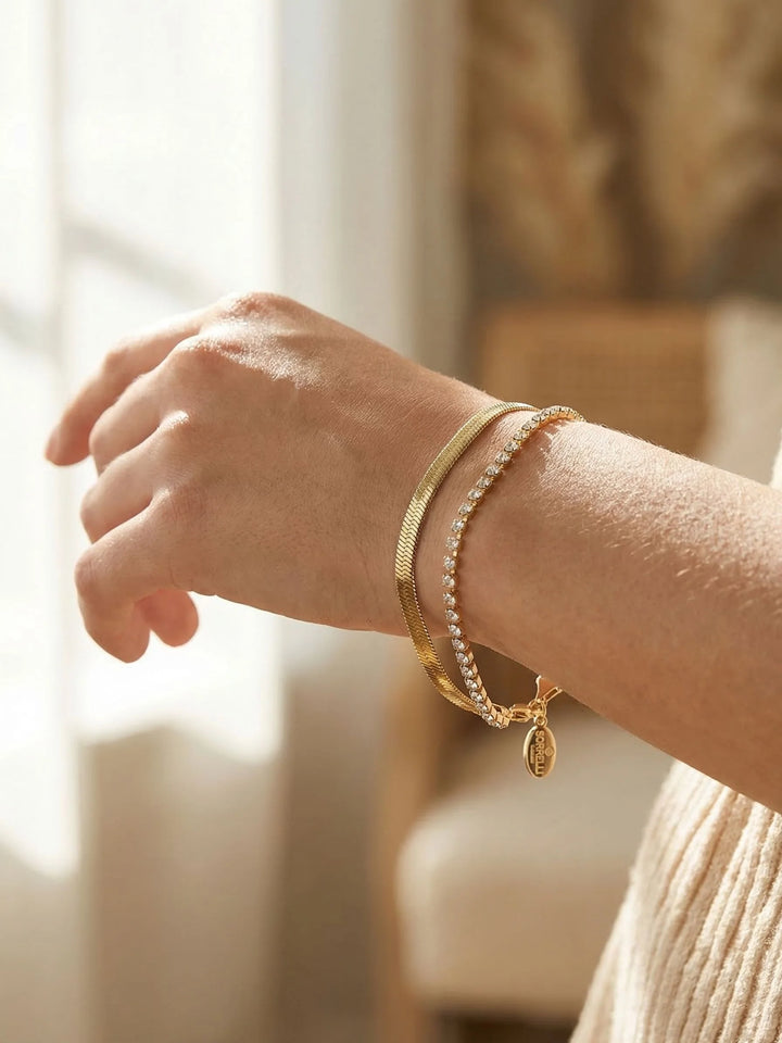 Sorrelli Mini Crystal Snake Chain Tennis Bracelet