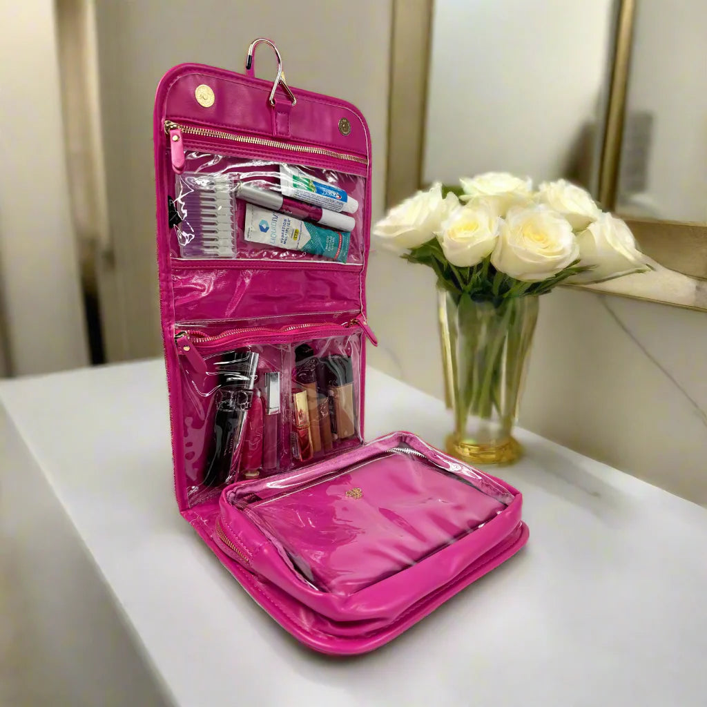 PurseN New Classic Toiletry Case - Fuchsia Velvet
