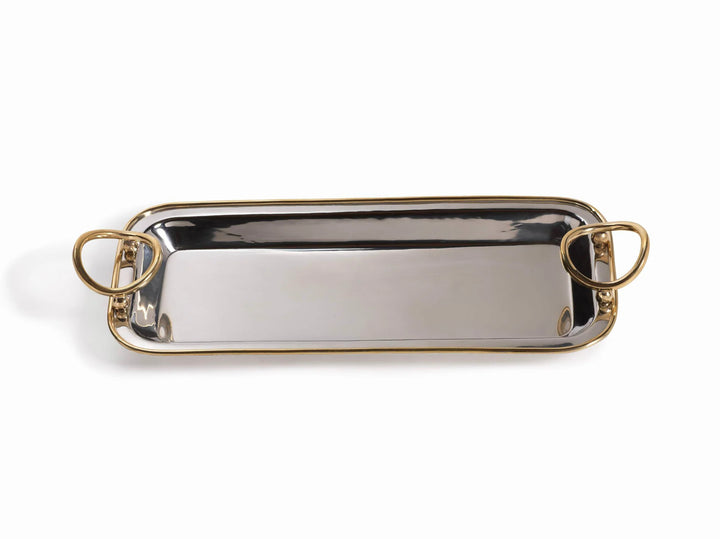 Zodax Polished Nickel and Gold Precious Tray