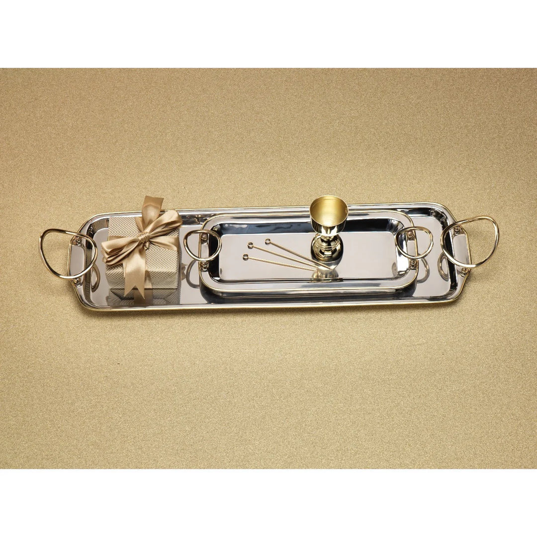 Zodax Polished Nickel and Gold Precious Tray