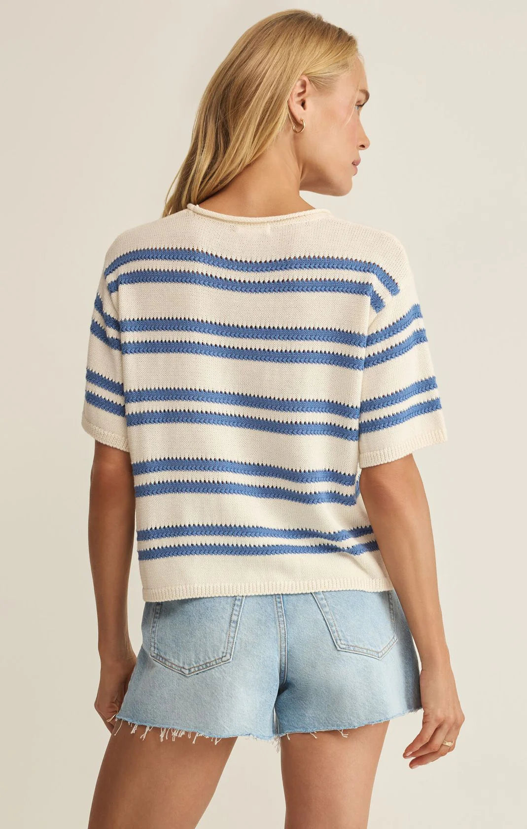 Z SUPPLY Prado Stripe Sweater Tee Lake Blue