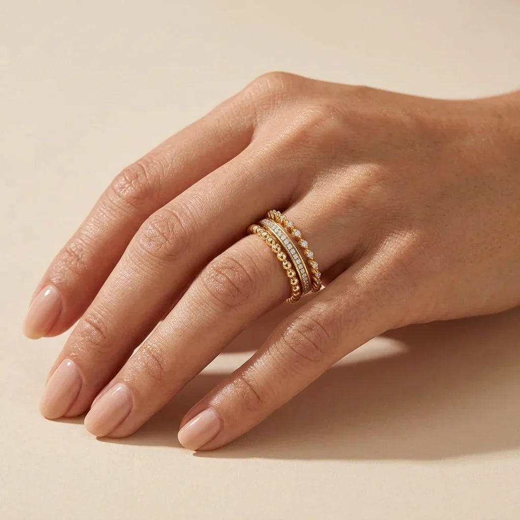 Ella Stein Diamonds And Bubbles Of Gold Stackable Ring