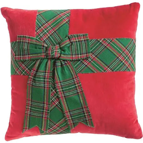 Green Tartan Bow Pillow