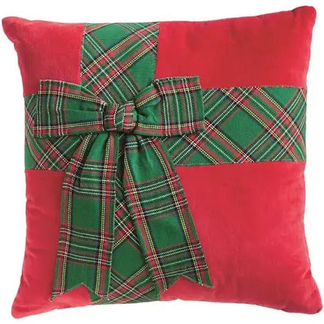 Green Tartan Bow Pillow