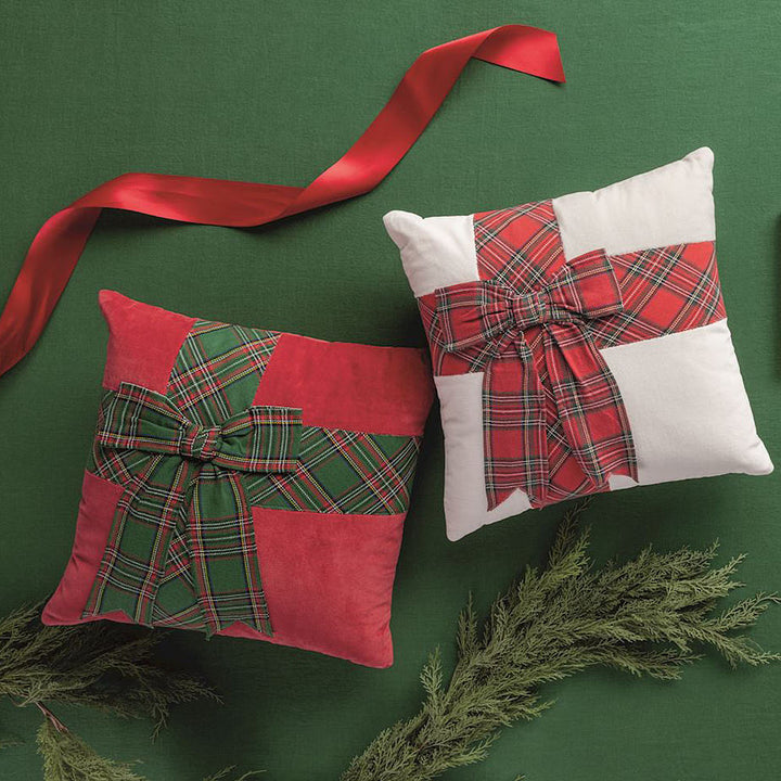 Green Tartan Bow Pillow