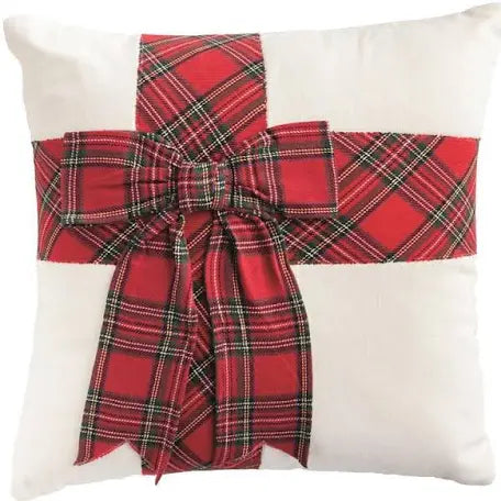 Red Tartan Bow Pillow