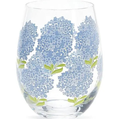Two’s Company Hydrangea Stemless Wine Glass
