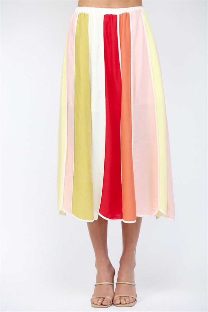 Sorbet Stripe Midi Skirt