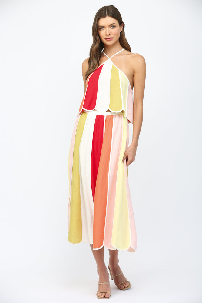 Sorbet Stripe Midi Skirt