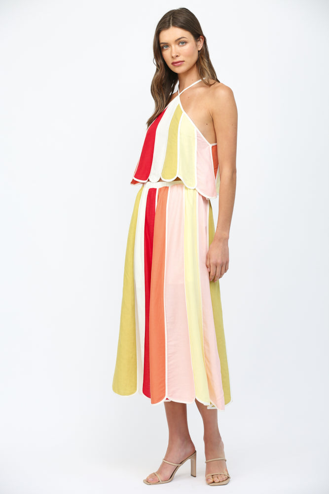 Sorbet Stripe Midi Skirt