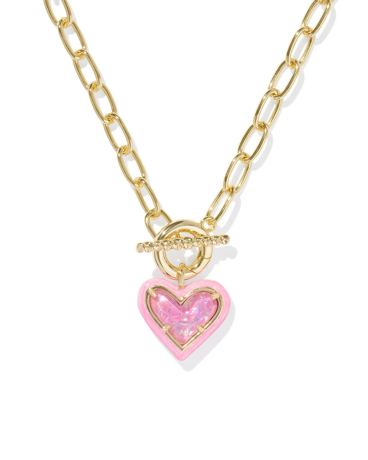 Kendra Scott Ari Heart Enamel Frame Link And Chain Necklace - Gold