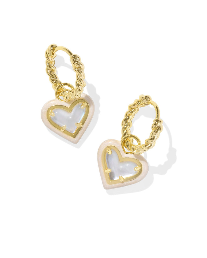 Kendra Scott Ari Heart Gold Enamel Frame Huggie Earrings - Gold