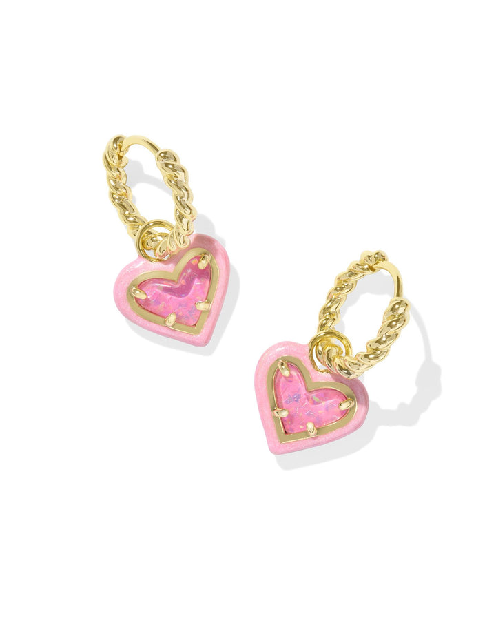 Kendra Scott Ari Heart Gold Enamel Frame Huggie Earrings - Gold